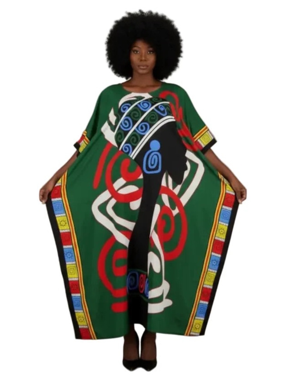 Women Afro Print Kaftan Dress with Headwrap